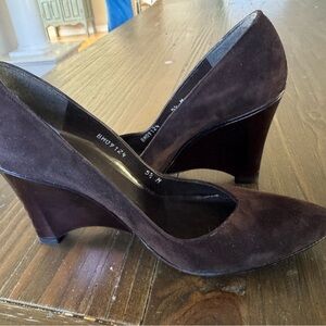 Stuart Weitzman Dark Brown Suede Wedges